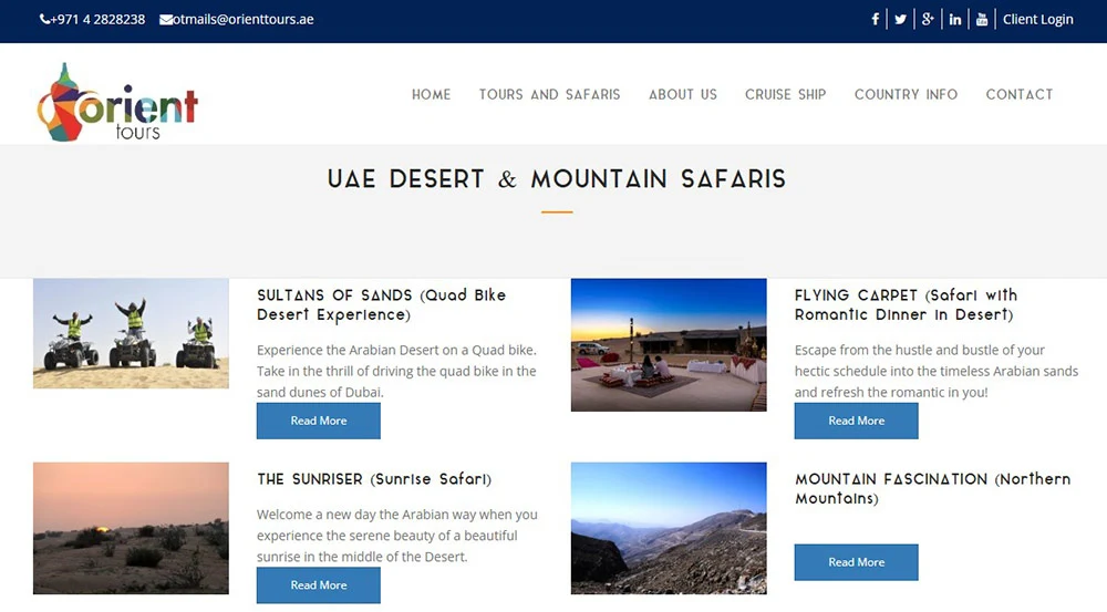 orient tours home page