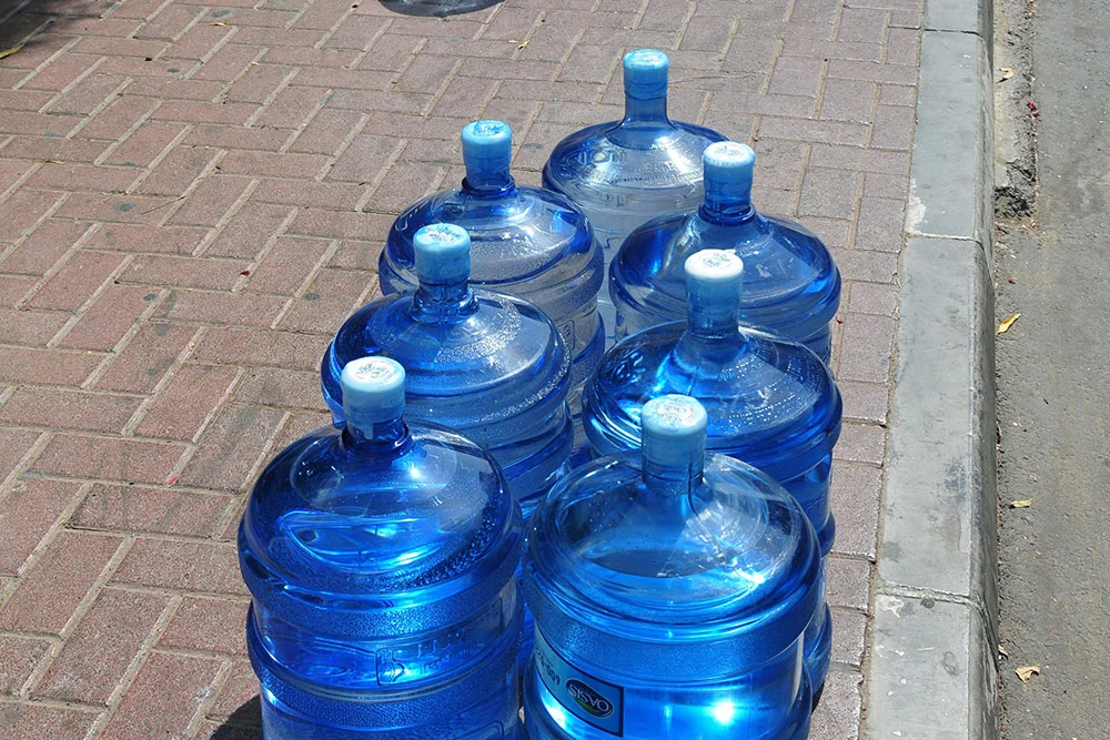 litre bottles on floor