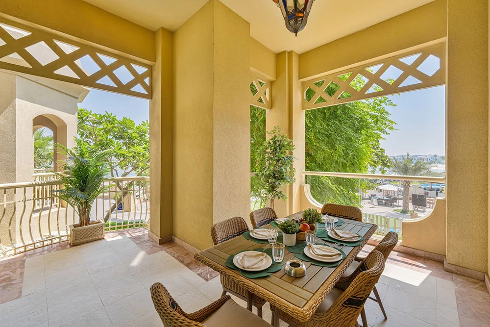 palm apartment outside table